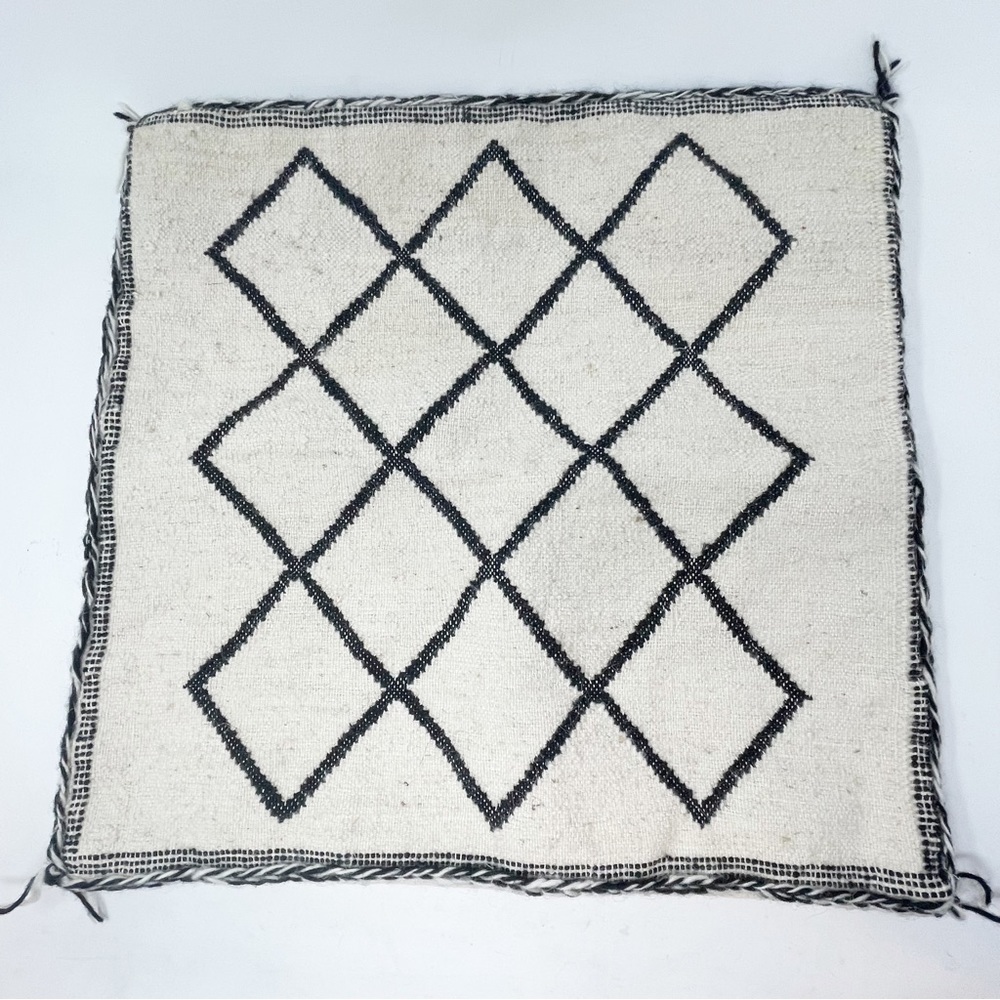 BLOOMINGVILLE Ivory Black Urban Ethnic Linen Blend Woven Pillow Cover 20” X 20”
